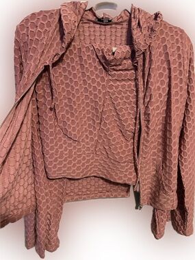 Iris Basic Textured Hoodie and Tank Set in Dusty Rose